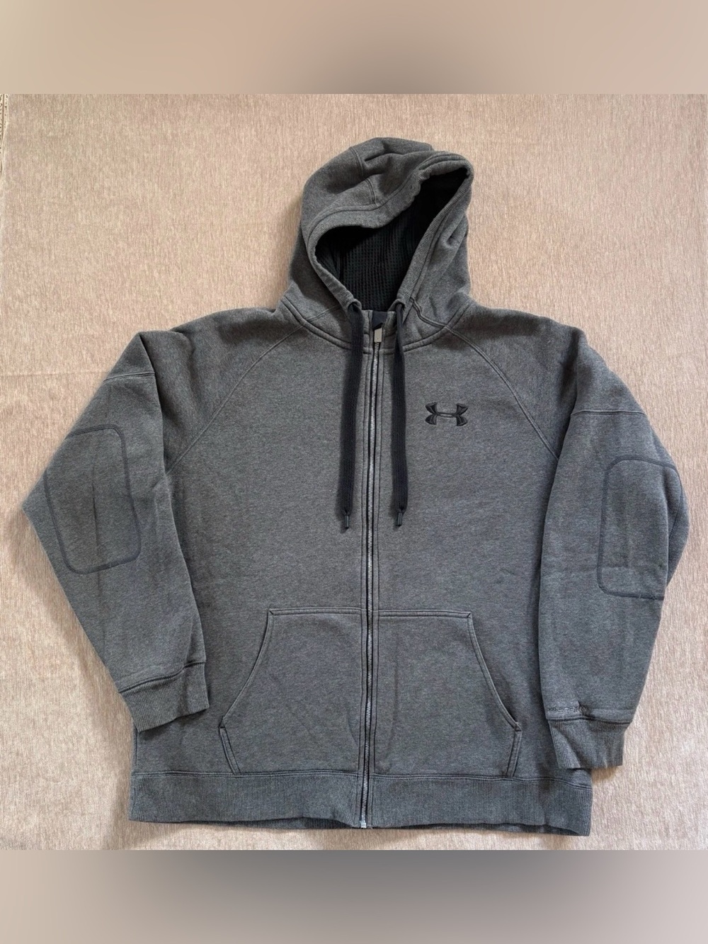 Under Armour Men's Dark Gray Thermal Waffle Knit Full Zip Hoodie Coldgear XXL